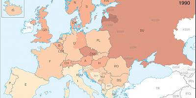 Karte: Europa: Scheidungsrate 1980 – 1990 – 2007
