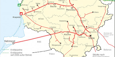 Karte: Litauen: Erdgas- und Erdölinfrastruktur (2017)