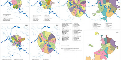 Karte: Moskau: Stadtentwicklung 1922-2012