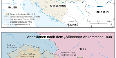 Karte: Die Erste Tschechoslowakische Republik 1918-1938