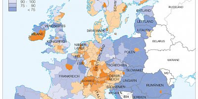 Karte: Wirtschaftskraft in Europa 2019 nach NUTS-2-Regionen