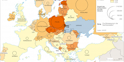 Karte: Ukraine: Flucht und Vertreibung 2022