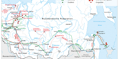 Karte: Pipelines in Sibirien und im Fernen Osten (2015)