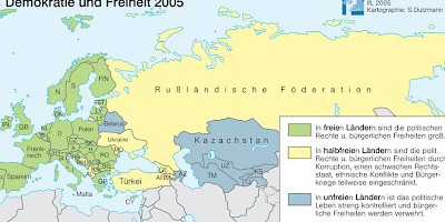 Karte: Demokratie und Freiheit in Europa 2005