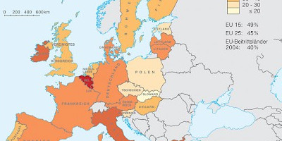 Karte: Europäisches Parlament: Wahlbeteiligung 2004