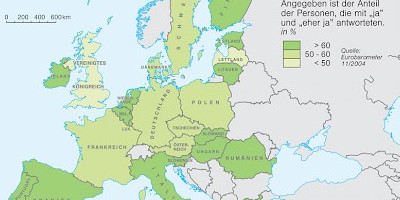 Karte: Europäisches Parlament: Vertrauen der Bürger 2004
