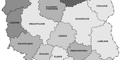 Karte: Polen: Arbeitslosigkeit 2005