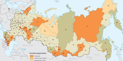 Karte: Russländische Föderation: Administrative Gliederung 2008