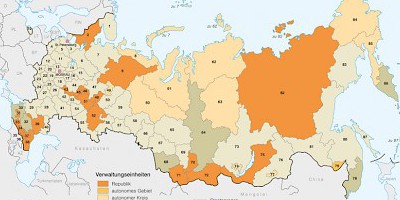 Karte: Russländische Föderation: Administrative Gliederung 1999