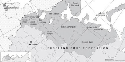 Karte: Russländische Föderation: Föderale Bezirke im Nordwesten