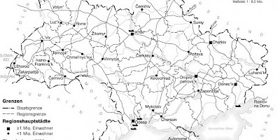 Karte: Ukraine: Geographische Übersicht