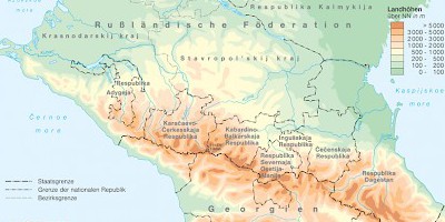 Karte: Kaukasus: Physische Übersicht