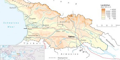 Karte: Georgien: Physische Übersicht