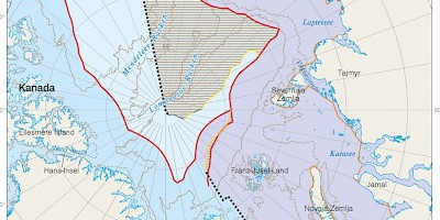 Karte: Arktis: Russlands Antrag bei der Festlandsockelgrenzkommission