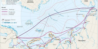 Karte: Arktis: Der nördliche Seeweg