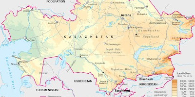 Karte: Kasachstan: Physische Übersicht