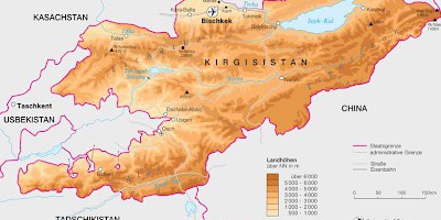 Karte: Kirgistan: Physische Übersicht