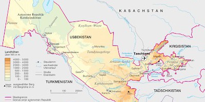 Karte: Usbekistan: Physische Übersicht