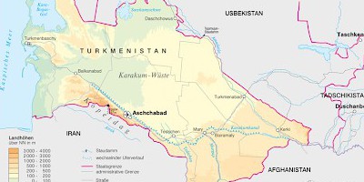 Karte: Turkmenistan: Physische Übersicht
