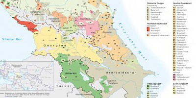 Karte: Sprachgruppen im Kaukasus