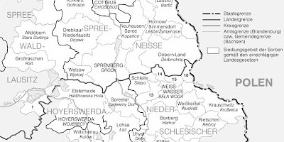 Karte: Siedlungsgebiet der Sorben 2007
