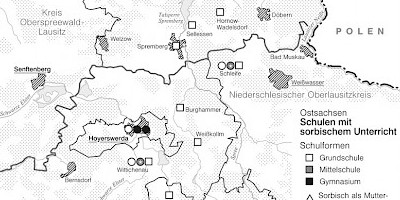 Karte: Sorbische Schulen 2007