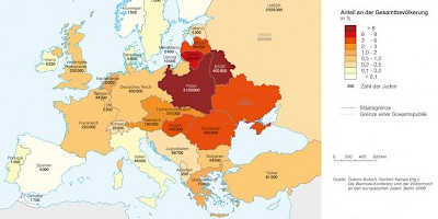 Karte: Jüdische Bevölkerung in Europa 1933