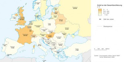 Karte: Jüdische Bevölkerung in Europa 2005