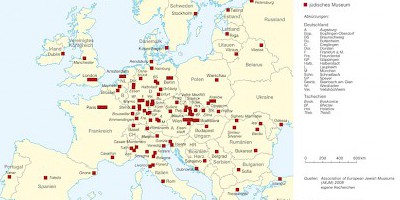 Karte: Jüdische Museen in Europa