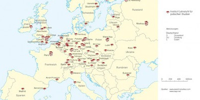 Karte: Jüdische Studien in Europa