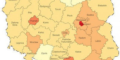 Karte: Polen: Wahlen zum Sejm 2005 – Wahlbeteiligung