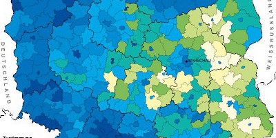 Karte: Polen: Ergebnisse des EU-Referendums 2003