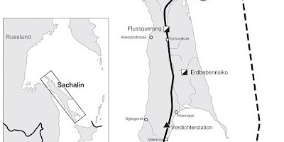 Karte: Russland: Umweltauswirkungen des Sachalin-II-Projektes