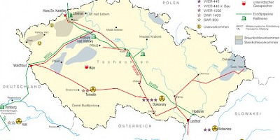 Karte: Tschechien: Energieinfrastruktur