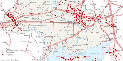 Karte: Ukraine: Erdgas – Förderung, Pipeline, Speicher