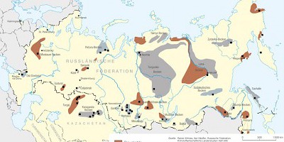 Karte: Kohlevorkommen in Russland und ausgewählten Nachbarstaaten
