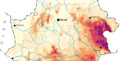Karte: Belarus: Belastung der Böden mit Cäsium-137, 1986