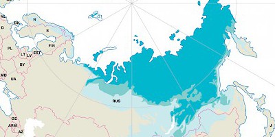 Karte: Nordhalbkugel: Permafrostregionen 2003