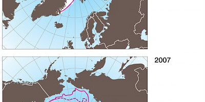 Karte: Arktis: Eisbedeckung 1982, 2007