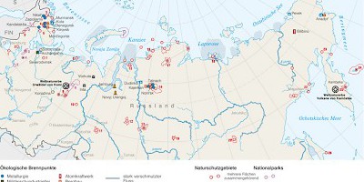 Karte: Nordrussland: Umweltverschmutzung und Umweltschutz