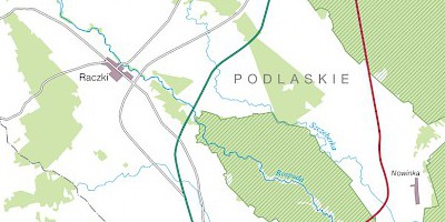 Karte: Polen: Routenplanung für die Via Baltica im Rospuda-Tal