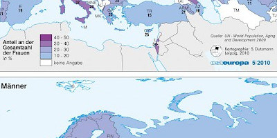 Karte: Europa: Allein lebende Menschen über 60 Jahre