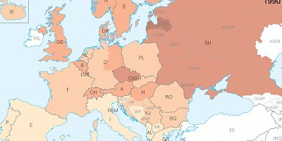 Karte: Europa: Scheidungsrate 1980 – 1990 – 2007