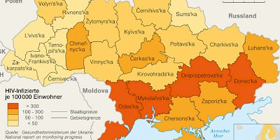 Karte: Ukraine: HIV-Verbreitung