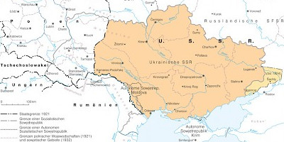 Karte: Die Ukrainische Sowjetrepublik in der Zwischenkriegszeit