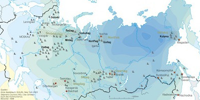 Karte: Gulag: Klimabedingungen im Winter