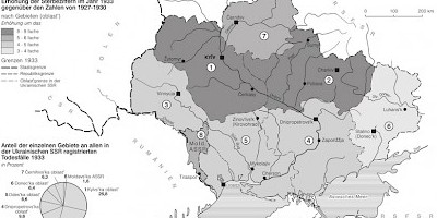 Karte: Der Holodomor in der Ukrainischen Sozialistischen Sowjetrepublik 1932–1933