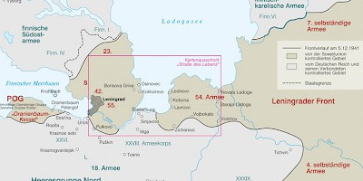 Karte: Das belagerte Leningrad. Die militärische Lage im Dezember 1941