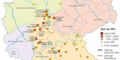 Karte: Lager für jüdische Displaced Persons 1945–1957