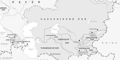Karte: Die zentralasiatischen Sowjetrepubliken ab 1936